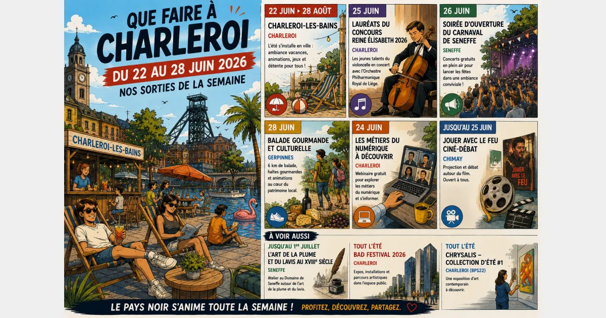 Que faire à Charleroi du 22 au 28 juin ? Canicule, Charleroi-les-Bains et concerts sous le soleil