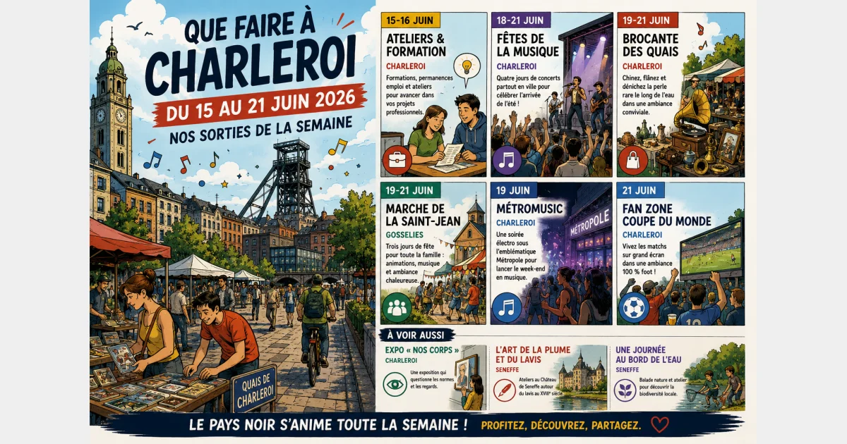 Sous le soleil du Pays Noir : que faire à Charleroi du 15 au 21 juin ? Fête de la Musique et Brocante des Quais