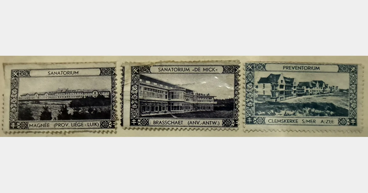Belgique – Lot de 3 vignettes anciennes Sanatorium & Preventorium (Magnée, Brasschaat, Clemskerke)