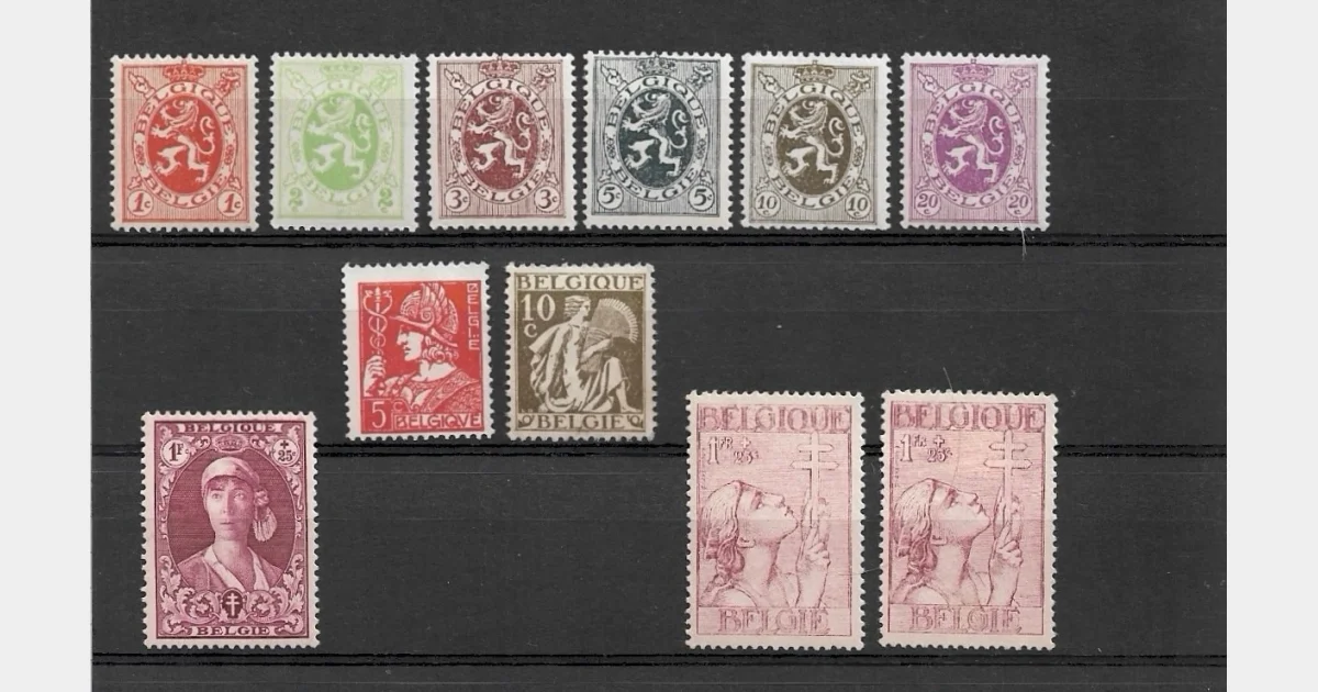 Belgique – Lot timbres anciens Lion héraldique + Croix de Lorraine + Divers – Neufs – TB état