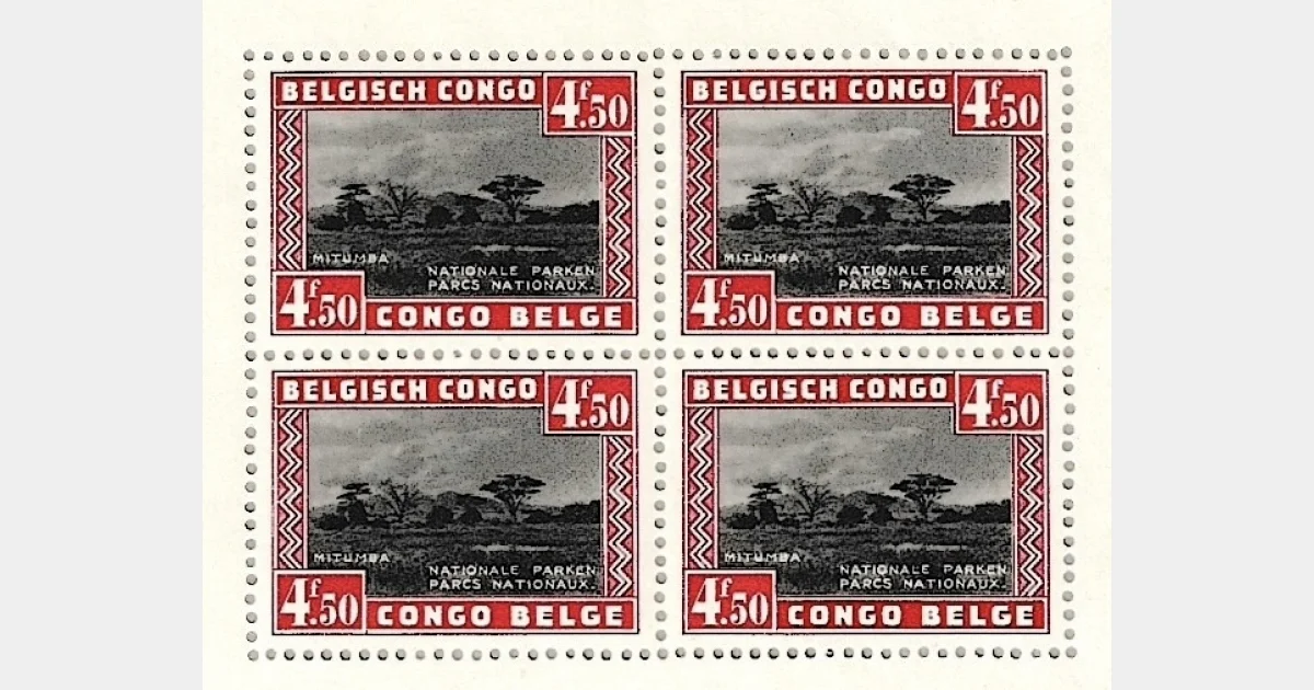 Congo Belge – Bloc de 4 – 4,50F Parcs Nationaux (Mitumba) – TB état