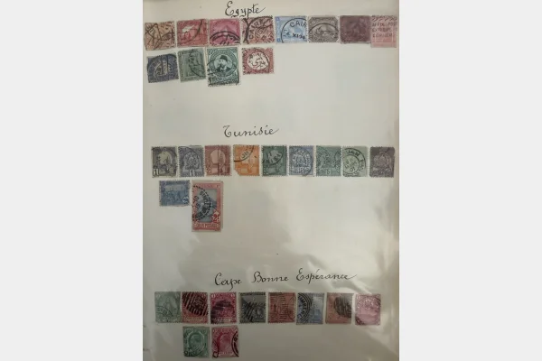 Afrique & Colonies – lot de timbres anciens Égypte, Tunisie, Maroc, Afrique du Sud & colonies