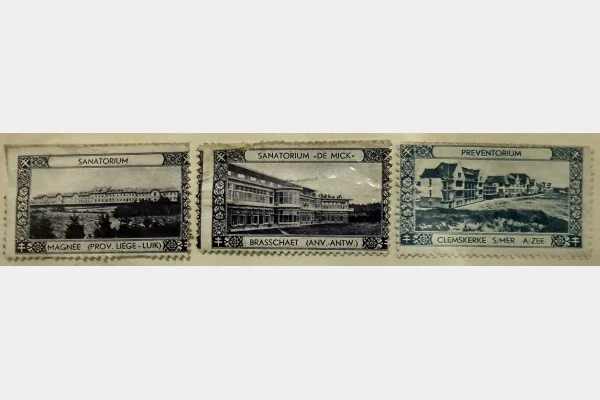 Belgique – Lot de 3 vignettes anciennes Sanatorium & Preventorium (Magnée, Brasschaat, Clemskerke)