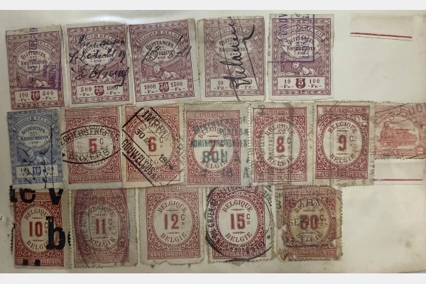 Belgique – lot de timbres fiscaux anciens (Affiches, Quittances, Crédit) – XIXe/XXe – oblitérés