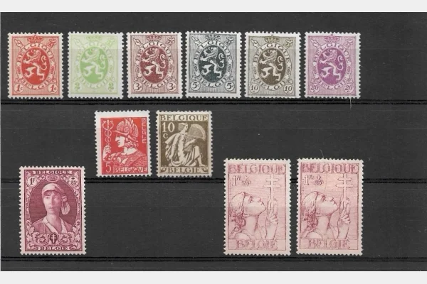 Belgique – Lot timbres anciens Lion héraldique + Croix de Lorraine + Divers – Neufs – TB état