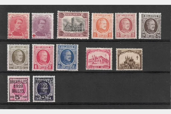 Belgique – Lot timbres anciens Roi Albert Ier + Croix-Rouge + Bruxelles 1929 – Neufs* – TB état