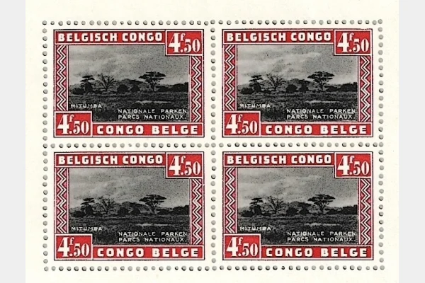 Congo Belge – Bloc de 4 – 4,50F Parcs Nationaux (Mitumba) – TB état